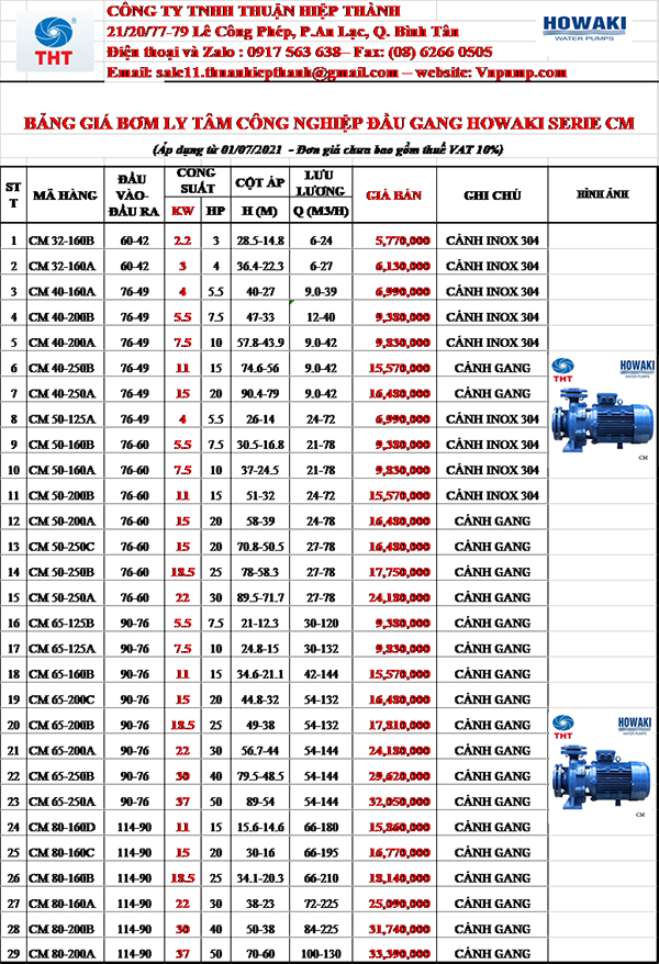 Bảng Giá Máy Bơm Nước Howaki Chính Hãng