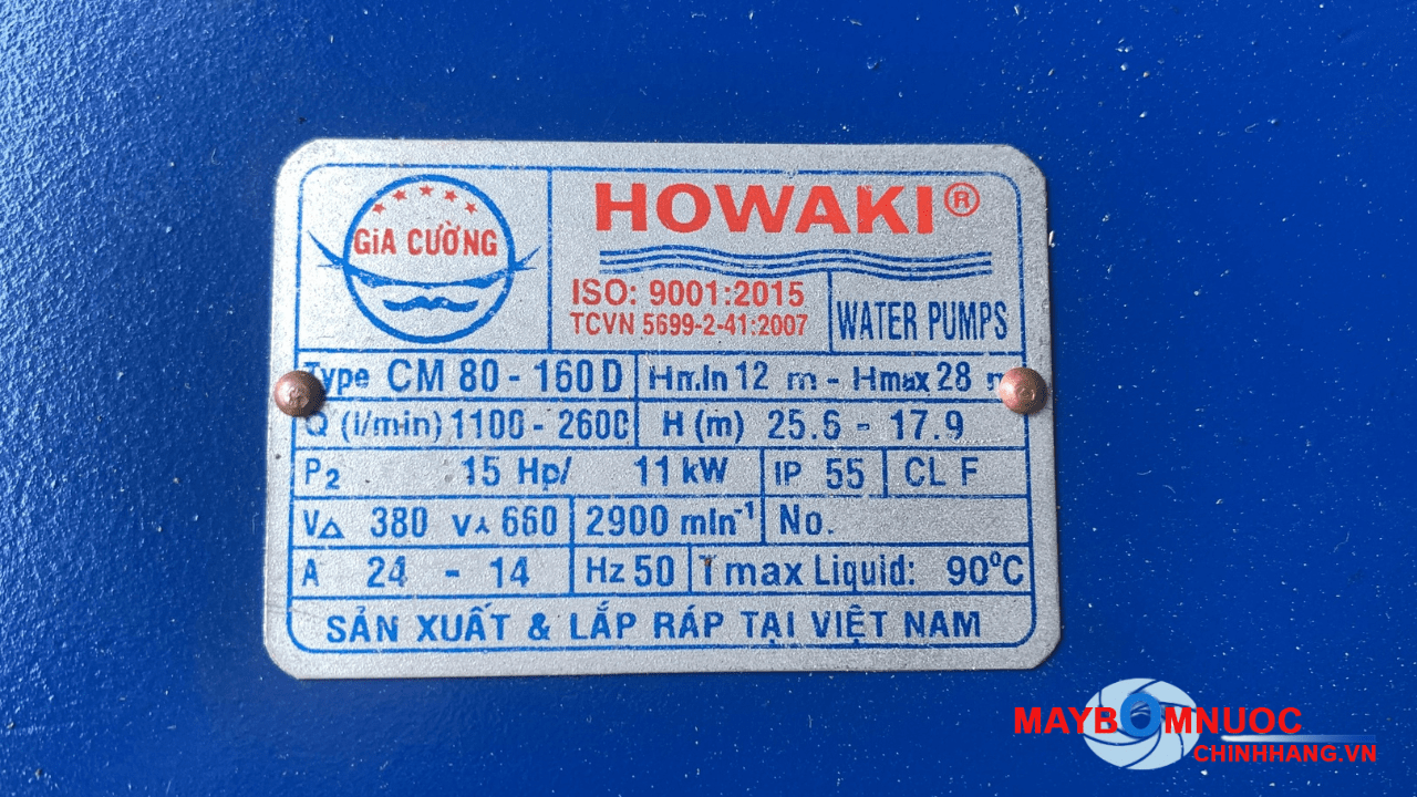 bơm ly tâm trục ngang đầu gang Howaki CM bơm ly tâm trục ngang đầu gang Howaki CM