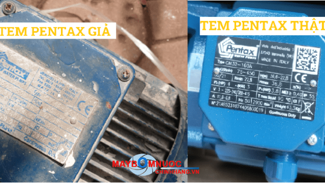 HÌNH ẢNH PHÂN BIỆT BƠM PENTAX CM THẬT - GIẢ