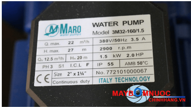 Bơm công nghiệp Đầu Inox MARO 3M