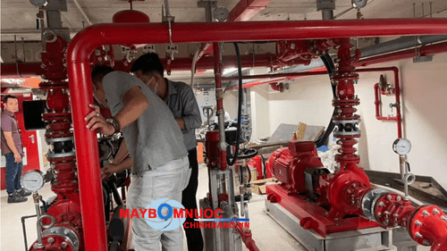 Lắp ráp bơm rời trục trên bệ đế thép