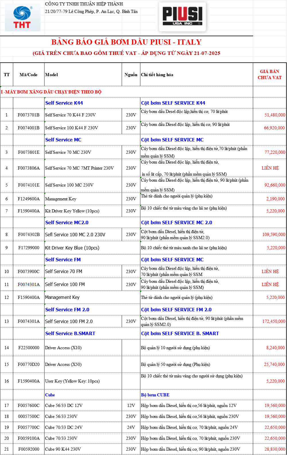  Bảng Giá Máy Bơm Dầu PIUSI Chính Hãng Chiết Khấu Cao