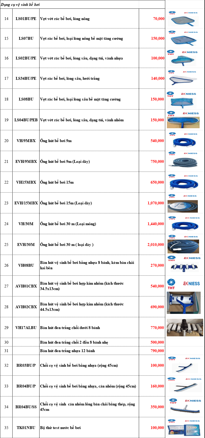 Bảng Giá Máy Bơm Hồ Bơi EXNIESS Chính Hãng Chiết Khấu Cao