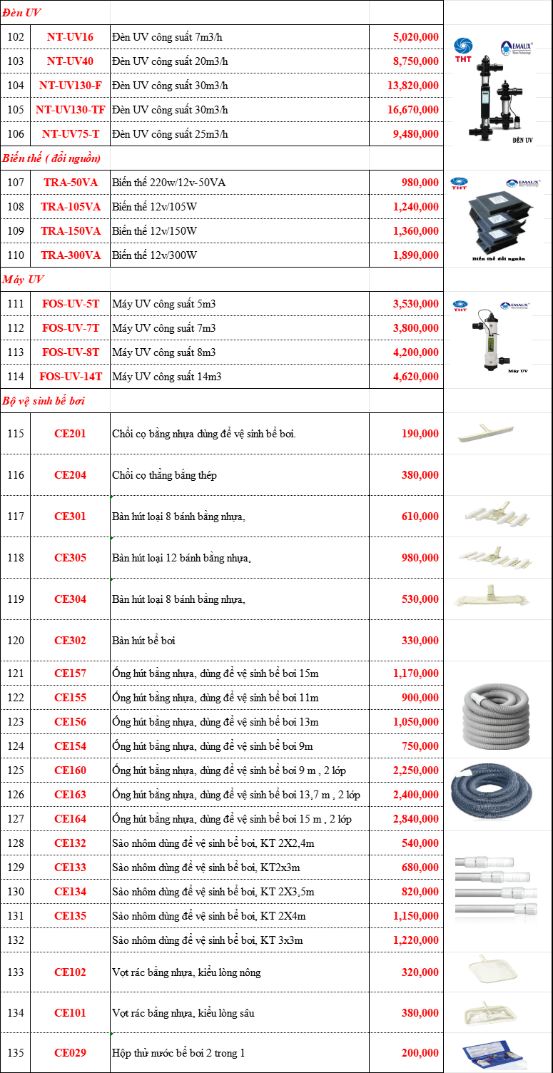 Bảng Giá Máy Bơm Hồ Bơi EMAUX Chính Hãng Chiết Khấu Cao