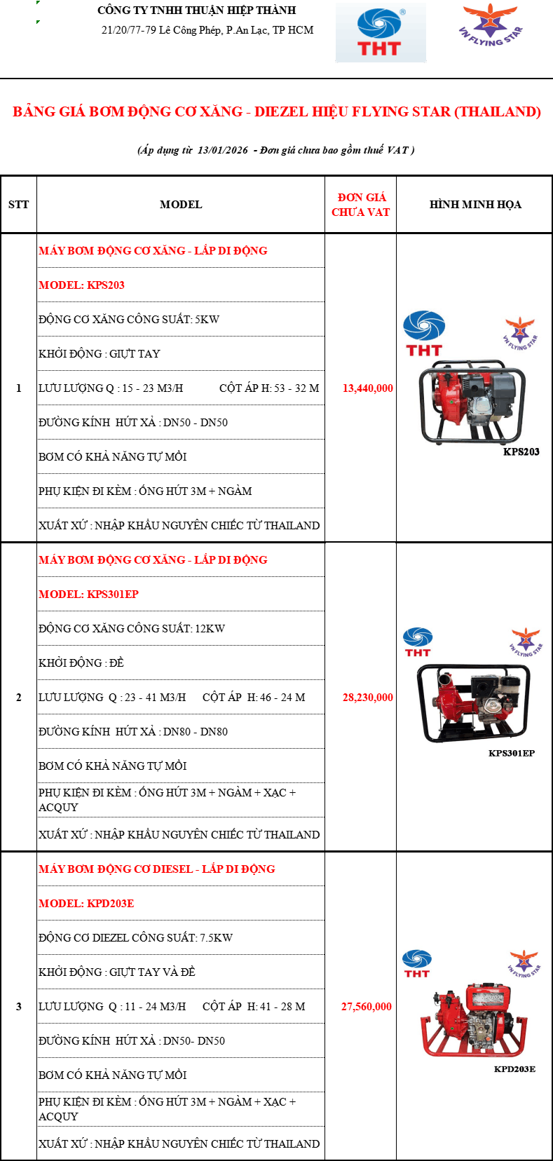 Bảng Giá Máy Bơm Nước FLYING STAR Chính Hãng Chiết Khấu Cao