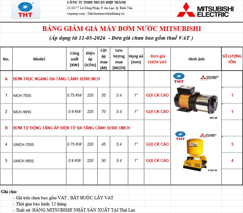 Thanh lý bơm Mitsubishi