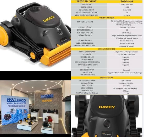 Robot hút đáy hồ bơi Davey đang làm sạch hồ bơi tại Đồng Nai