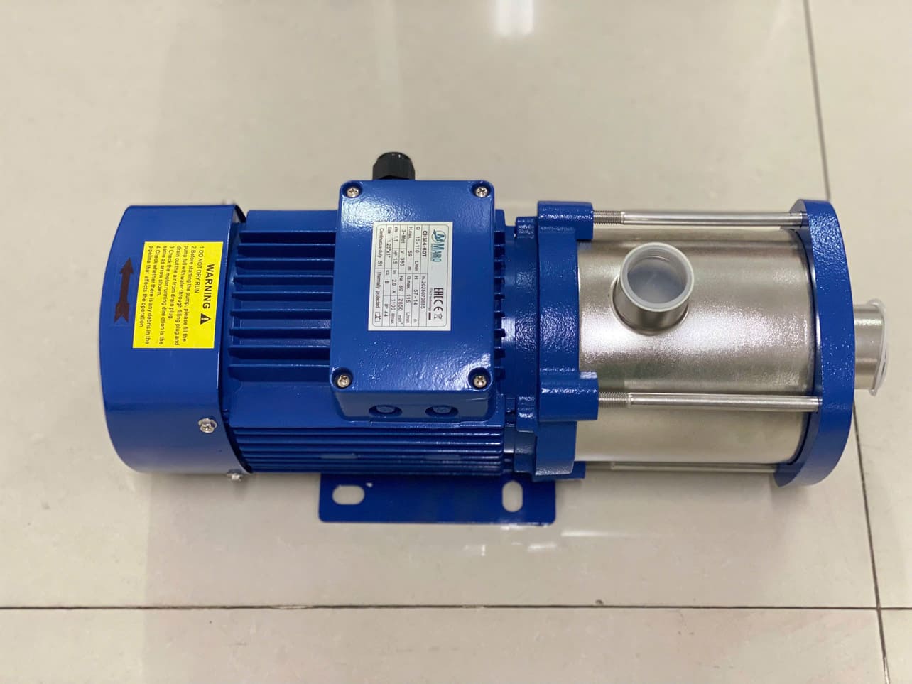 BƠM TRỤC NGANG ĐA TẦNG CÁNH INOX NƯỚC NÓNG CHM3-70 ( 1HP - 220V )